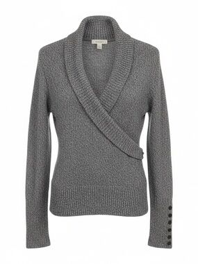 Dressbarn Wrap Cardigan in Gray & Black Size Large